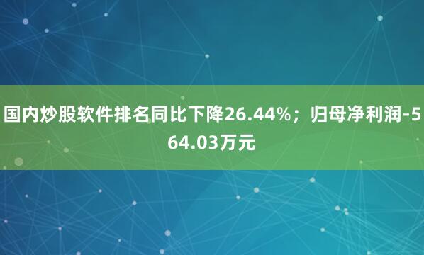 国内炒股软件排名同比下降26.44%；归母净利润-564.03万元